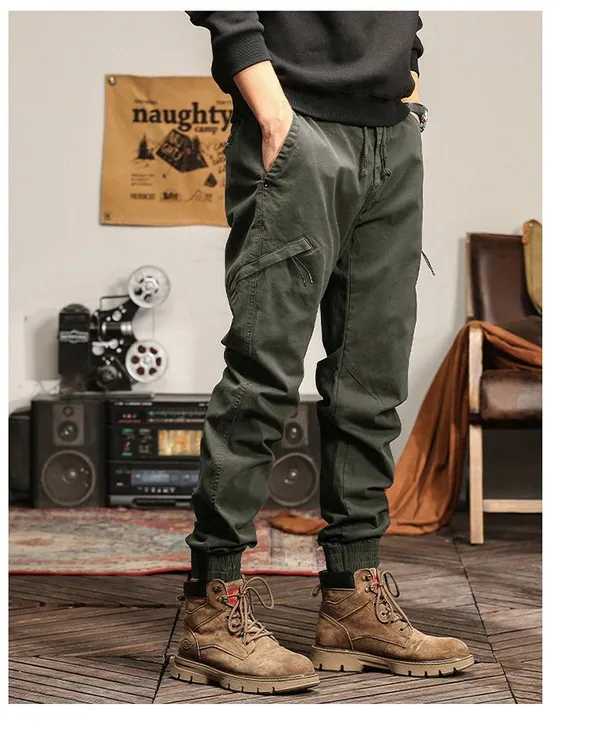 ［奥莱撤柜］口袋宽松直筒裤子保暖工装休闲裤束脚裤潮长裤潮流9778