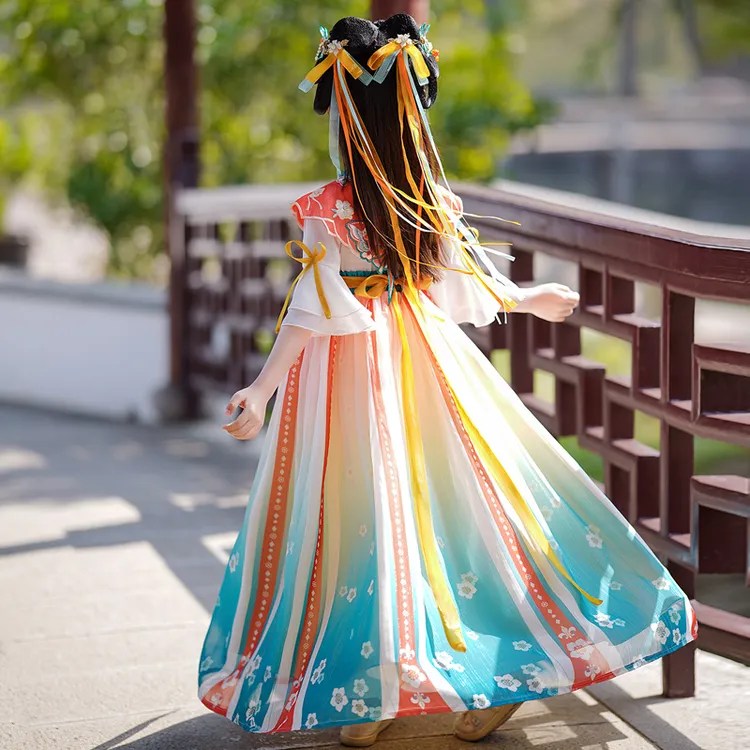 汉服女童连衣裙夏季新款唐装襦裙小女孩超仙洋气中国风古装公主裙
