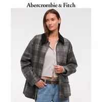 AF女装25秋冬新款美式复古翻领格纹开衫长袖夹克外套144-5162