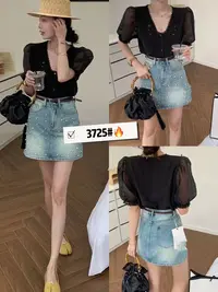 3725新款时尚百搭舒适设计款珍珠洗水半身裙