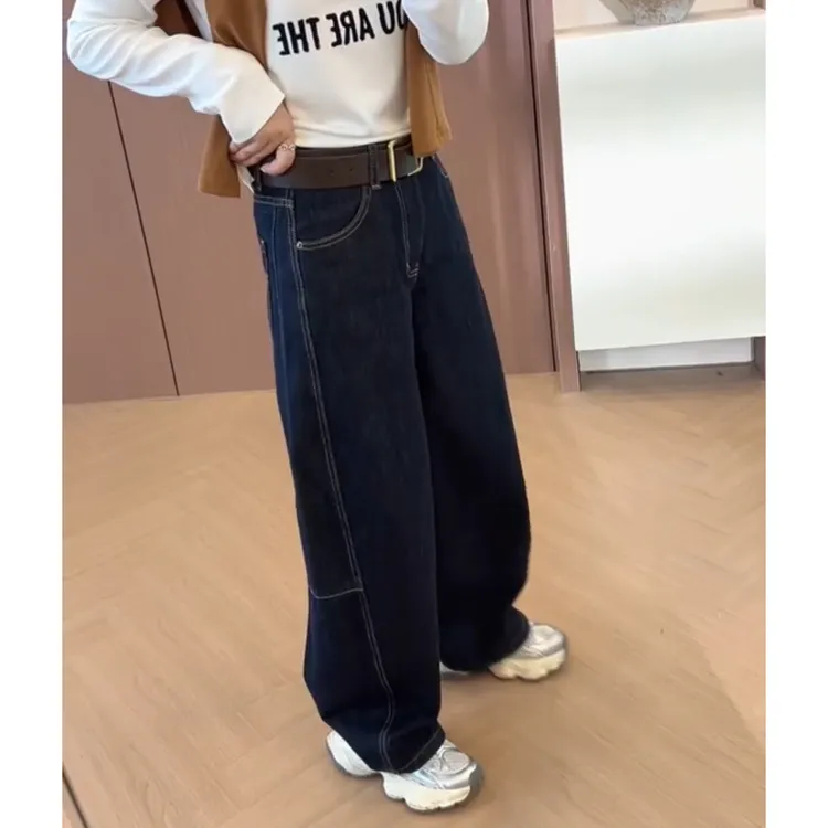 弯刀牛仔裤女遮胯阔腿裤秋季2025新款梨型身材高腰显瘦宽松香蕉裤