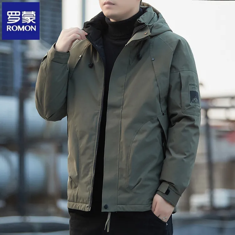 罗蒙2025年秋冬款石墨烯加棉加厚男士保暖连帽棉服棉袄冲锋衣外套