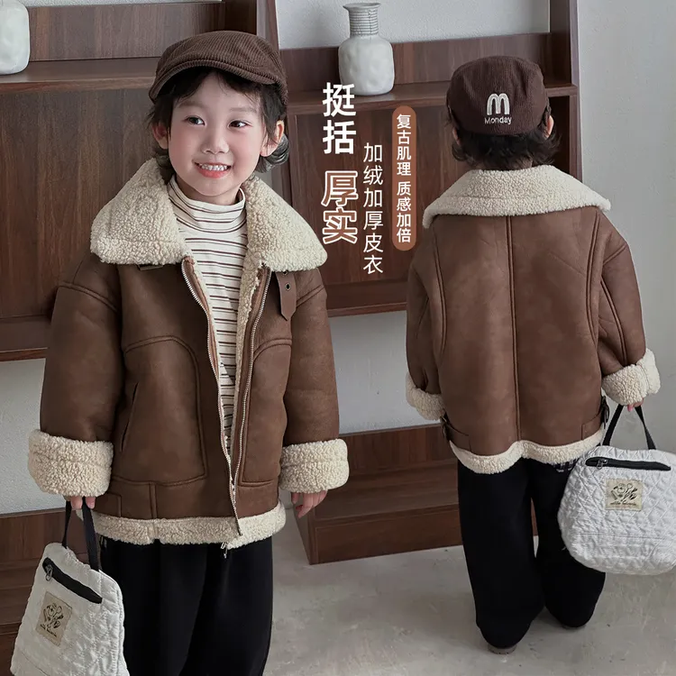 男童冬皮衣外套加厚中大儿童2025新款秋冬季UTT83236悠悠童话童装