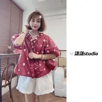 【波点情怀】【面料超薄】【V领设计】潇潇两侧开衩韩系百搭衬衣XS2539