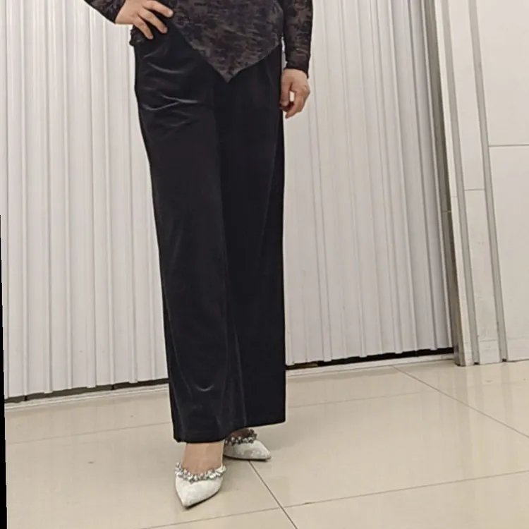 金丝绒直筒休闲裤女秋季显瘦显高百搭长裤