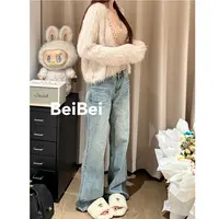Beibei【老钱牛仔】早秋新款直筒牛仔裤百搭女宽松休闲长裤