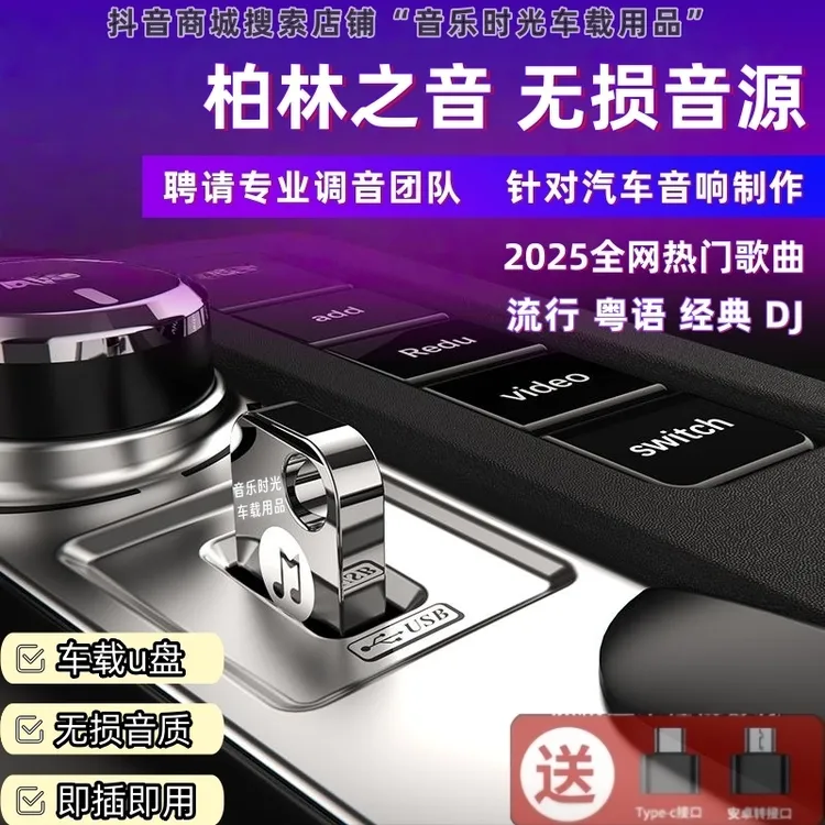 2025抖音流行DJ歌曲车载u盘 即插即用热门无损音乐网络dj优盘