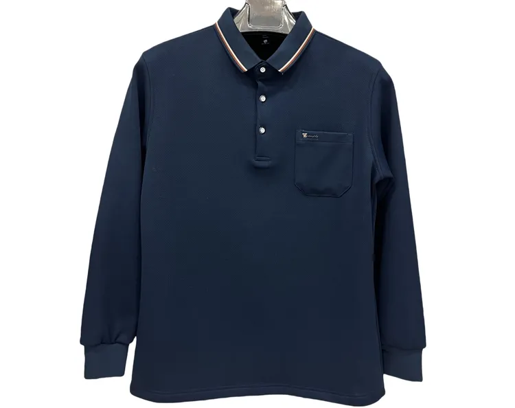 冬季新款男装t恤加绒加厚长袖款纯色翻领商务Polo衫爸爸男士