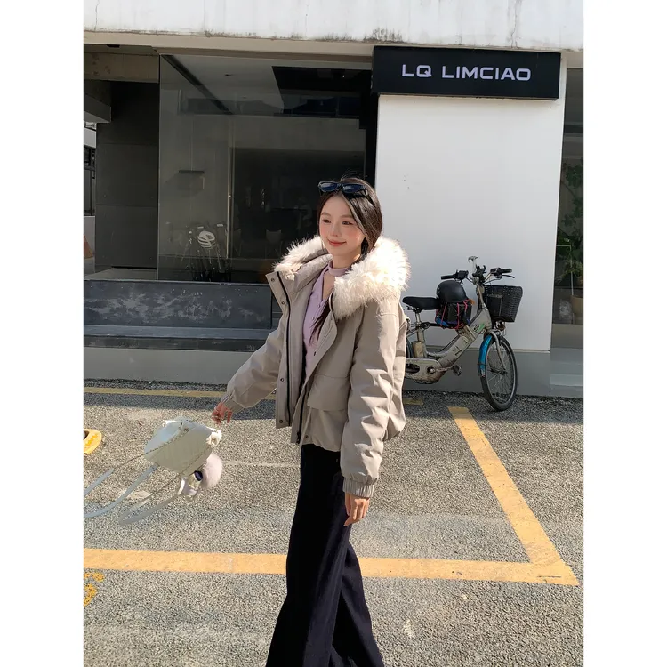  切糕自制【初雪约定】小个子秋冬设计感可拆卸毛领保暖派克羽绒服