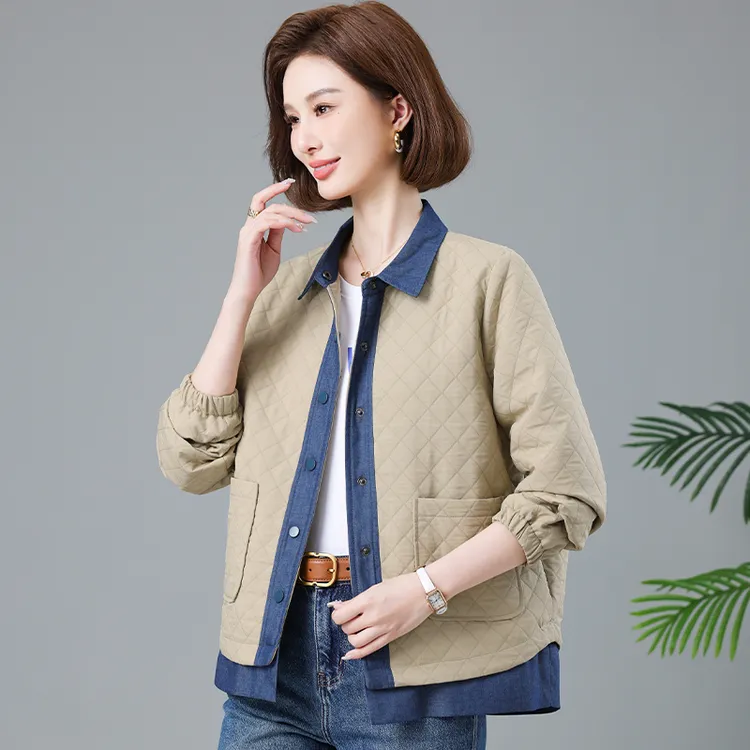 妈妈春秋装韩版文艺翻领女外套8145