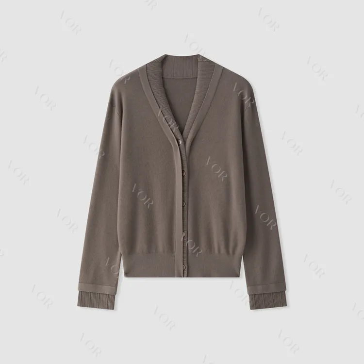 【冬姐自主品牌】VOR 68支双股16针山羊绒针织开衫 313g V25300159