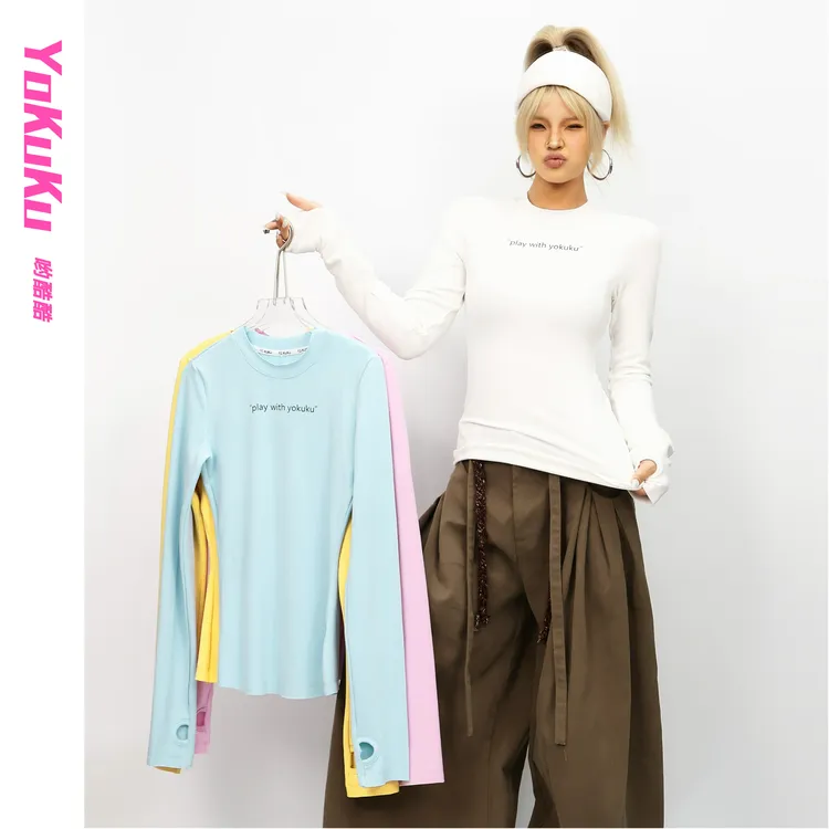 哟酷酷（冬日暖阳）秋冬打底T恤奥绒亲肤保暖百搭显瘦字母印花长袖