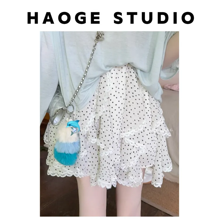 浩哥严选●波点半身裙预X5BSQ0704A白色网红时尚百搭小众甜美设计