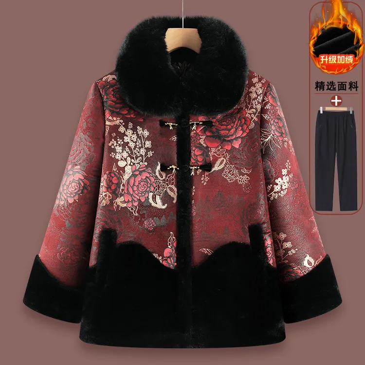 中老年人女奶奶装冬季棉袄外套加绒妈妈冬装2025新款老人衣服太太