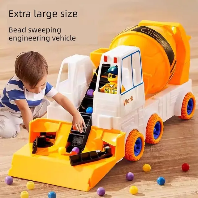 工程车扫珠子玩具男孩3到6岁垃圾车翻斗车搅拌运输惯性卡车儿童