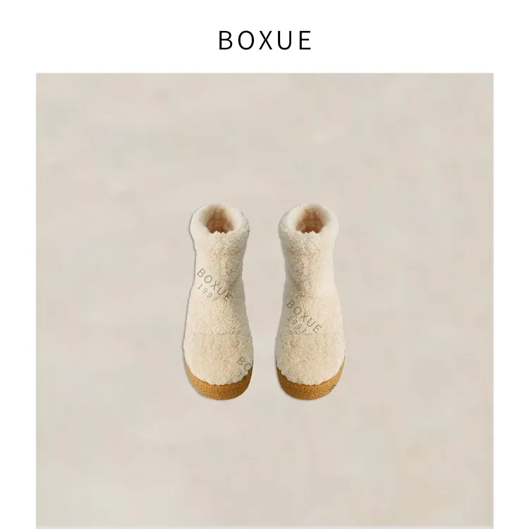 BOXUE  2025舒适软羊羔毛保暖懒人雪地鞋鞋子#251105S2222