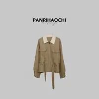 PANPAN“布达佩斯”秋季新款高级感老钱风收腰显瘦卡其色外套