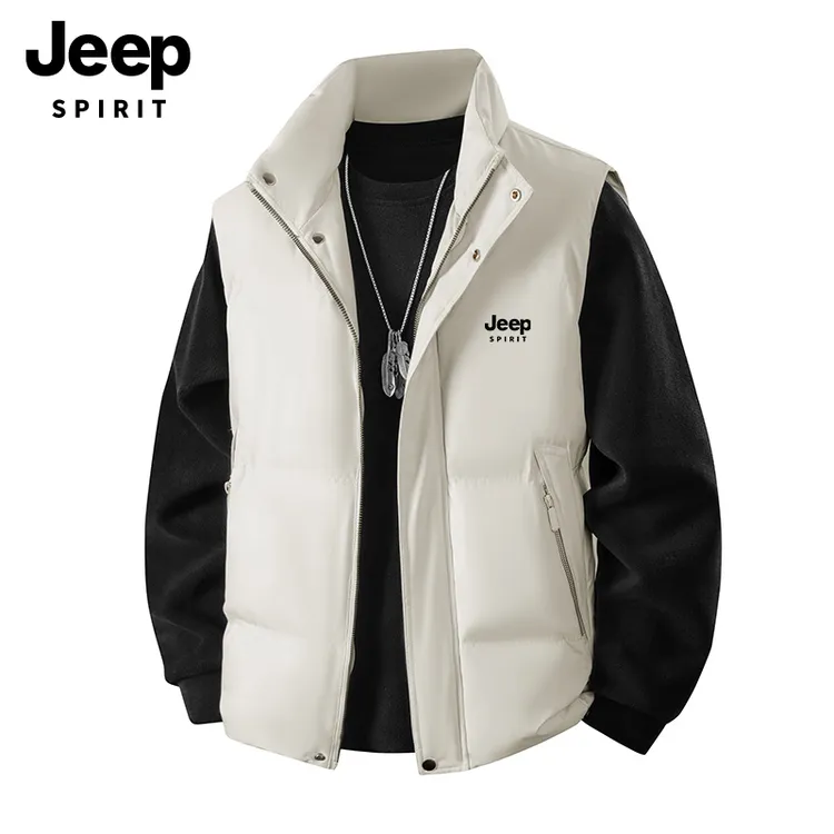 JEEPSPIRIT吉普棉马甲男士秋冬季休闲加厚保暖背心立领无袖外套