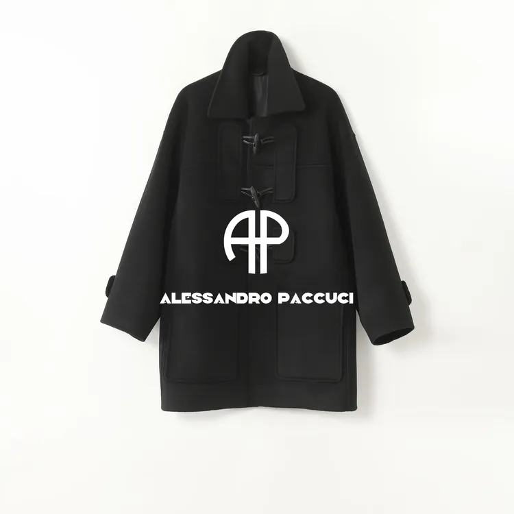 AP洛哥54061DY【留学生大衣】黑标/绵羊毛+山羊绒翻领时尚百搭大衣