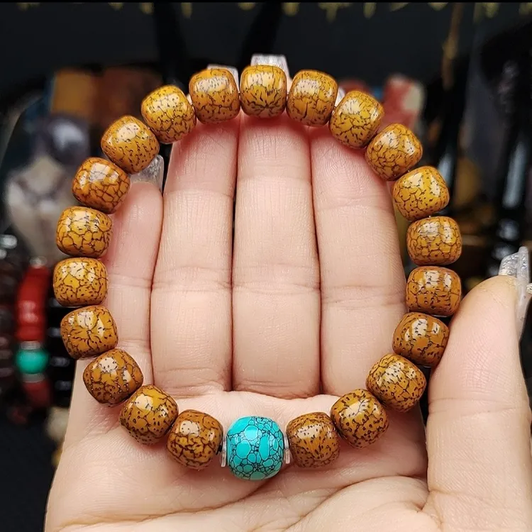 藏传星月菩提机刷开片纹桶珠星月手串(10mm-12mm)