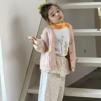 【彩虹家】2025秋款儿童粉色糯叽叽卡通开衫套装-66115