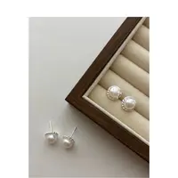 925银仿珍珠耳饰 【珍珠银圈耳钉】简约韩系 秋冬必备 简约百搭E014