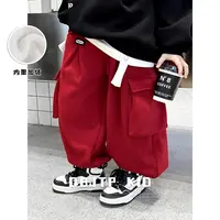 Q宝家童品12月新款 男童时尚工装卫裤冬季加绒裤子儿童百搭休闲裤