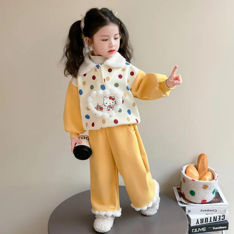 女童加绒套装秋冬装新款儿童韩版洋气保暖女宝宝冬季卫衣两件套潮
