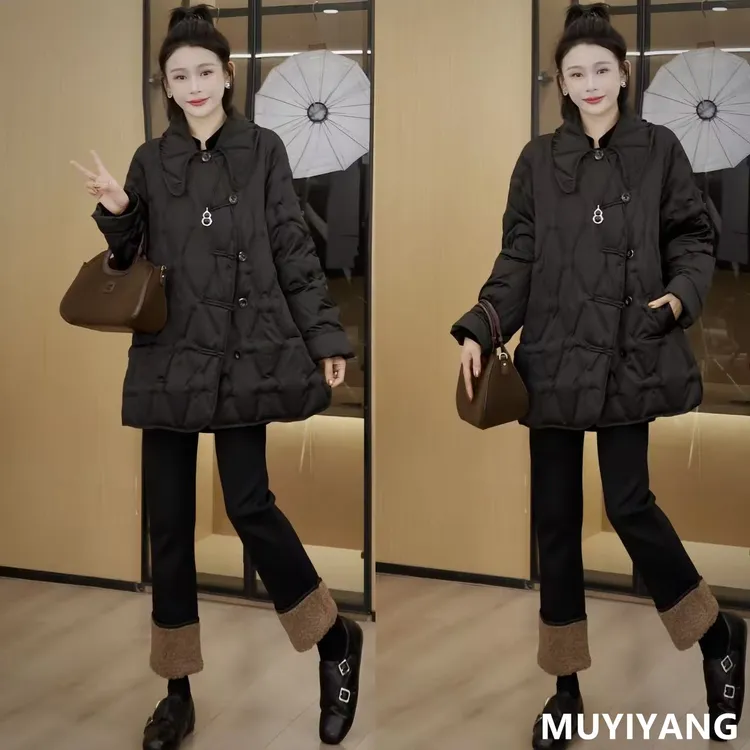 【玄冬】独特超好看菱形格90白鸭绒高定羽绒服 衣长74 25-600#