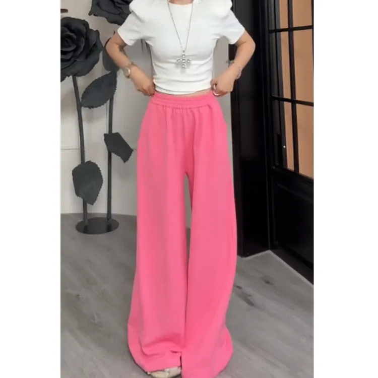 2025早秋新款高腰显瘦阔腿百搭时尚休闲拖地裤