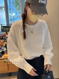 MEET ZOZO【七分糖】秋季韩系拼接花边白衬衫T恤153202