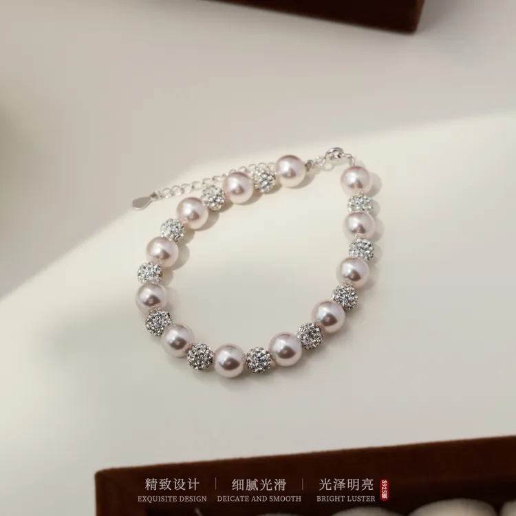 925银手链 曼塔玫瑰紫珠爆闪珠珠银饰手链气质显白百搭精致