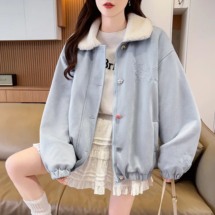 加绒加厚棉衣外套女冬季2025新款少女孩初中高中学生宽松保暖棉服