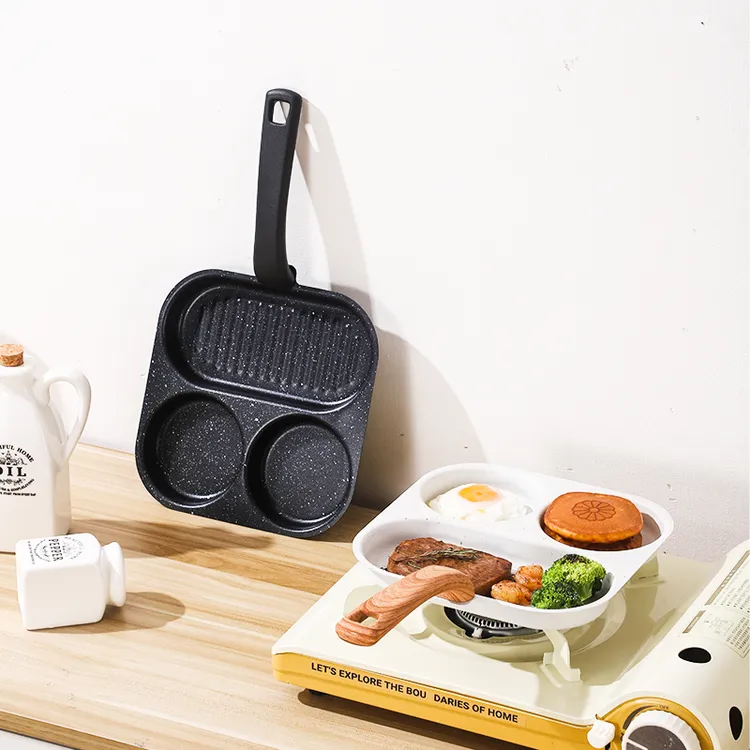 新款煎锅三合一铸铁煎蛋神器牛排煎蛋锅平底不粘锅鸡蛋汉堡早餐锅
