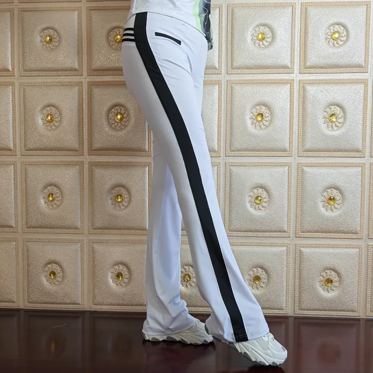 佳木斯健身操夏季微喇南韩丝白运动休闲裤子