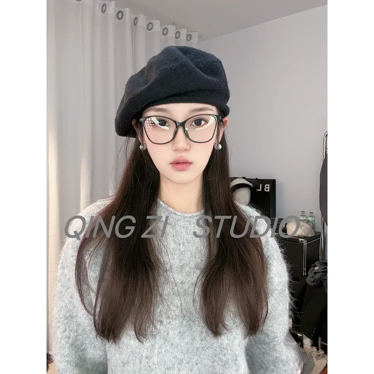 晴子～秋冬万搭王！原创卷边针织贝雷帽超显脸小百搭大头围画家帽