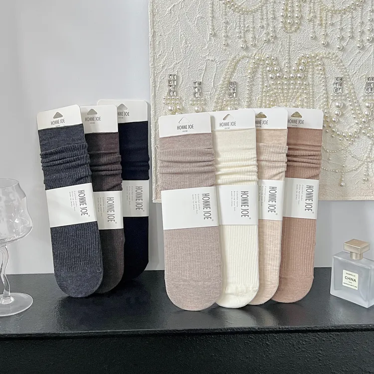 【焦糖摩卡】秋冬穿搭色系ins百搭纯色软糯无骨超细羊毛堆堆袜