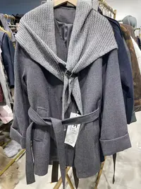 172区5959深灰色中长款女士外套