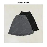  NiannNiann 新品女装法式时尚羊毛山羊绒混纺松紧腰花瓣裙16119