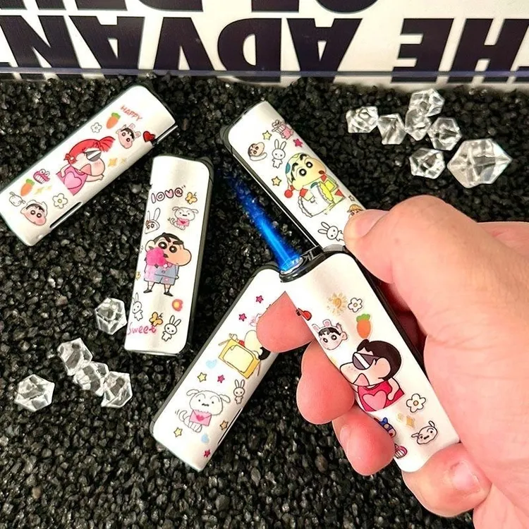 可爱卡通创意防风蓝焰直冲铁壳充气打火机高颜值礼品送女友
