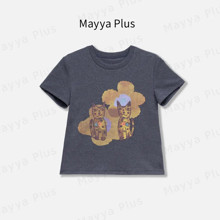 【咖啡猫】Mayya Plus麦芽定制小众短袖女圆领正肩减龄T恤32526250