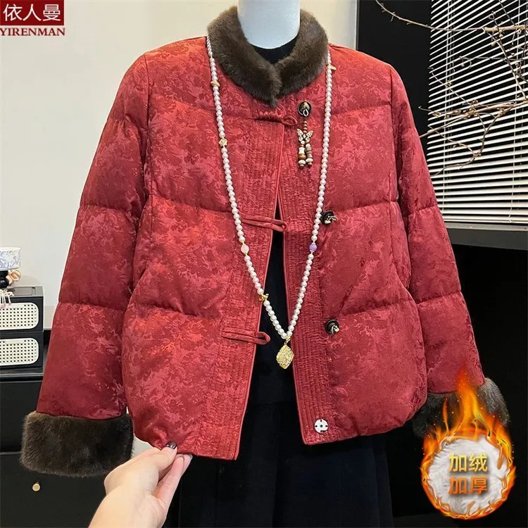 妈妈冬装新中式加绒棉袄中老年人国风女新款冬季加厚外套棉衣棉服