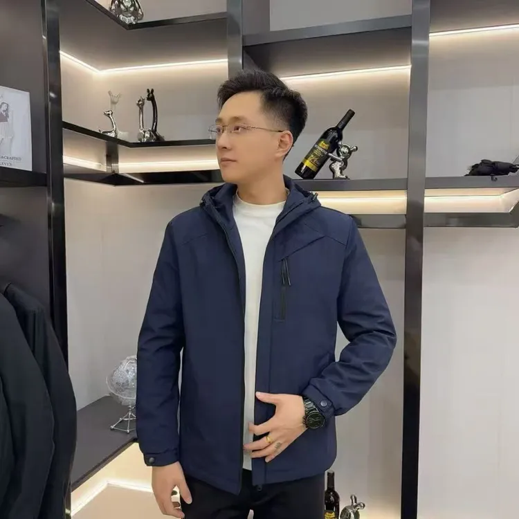 男士秋冬高端户外连帽冲锋衣夹棉外套（25334）