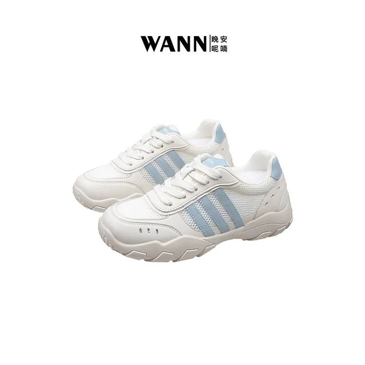 WANN/晚安呢喃 复古网面镂空厚底拼色休闲阿甘鞋