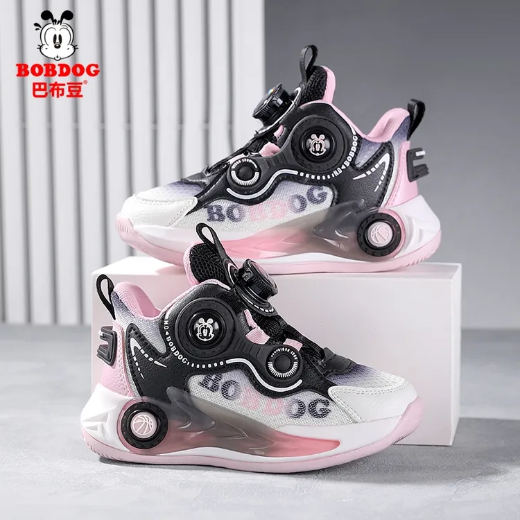 巴布豆童鞋2025款秋季防雨皮面软底男童女童轻便运动跑步篮球鞋