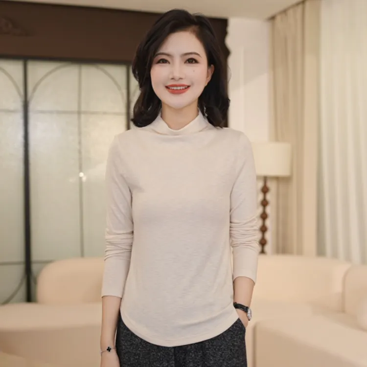 枫竺阿楠anan气质荡领显瘦百搭长袖花纱打底衫女秋冬新款显瘦上衣