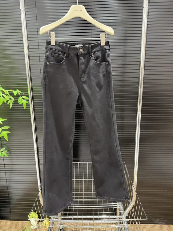 2025冬季加绒牛仔水洗黑色长裤显瘦加绒微弹牛仔裤女百搭阔腿修身