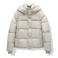 2025新品冬季纯色泡芙短款连帽宽松面包服加厚保暖羽绒棉服外套 