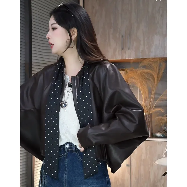 常规款短款薄款皮衣宽松复古2025秋季6215