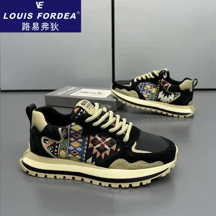 Louis Fordea/路易弗狄男士高档板鞋潮流增高轻奢休闲鞋痞帅男鞋